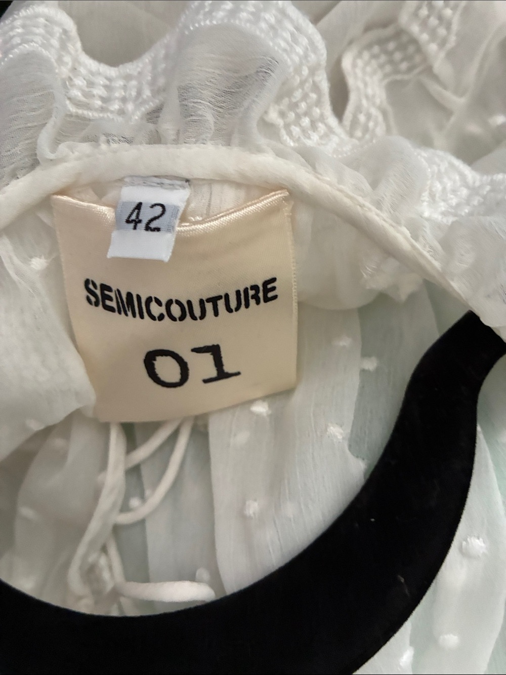 SEMICOUTURE- Italy/Sheer Swiss Dot White Maxi Dress - Picture 7 of 7